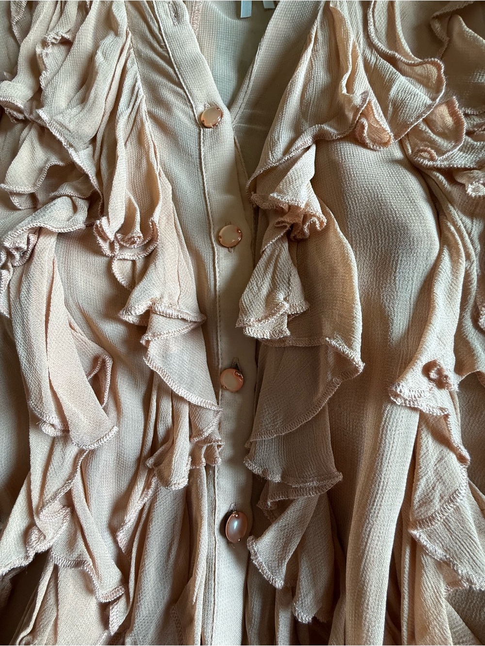 Anthropologie Peach Ruffle Button-Down Blouse - Picture 6 of 6